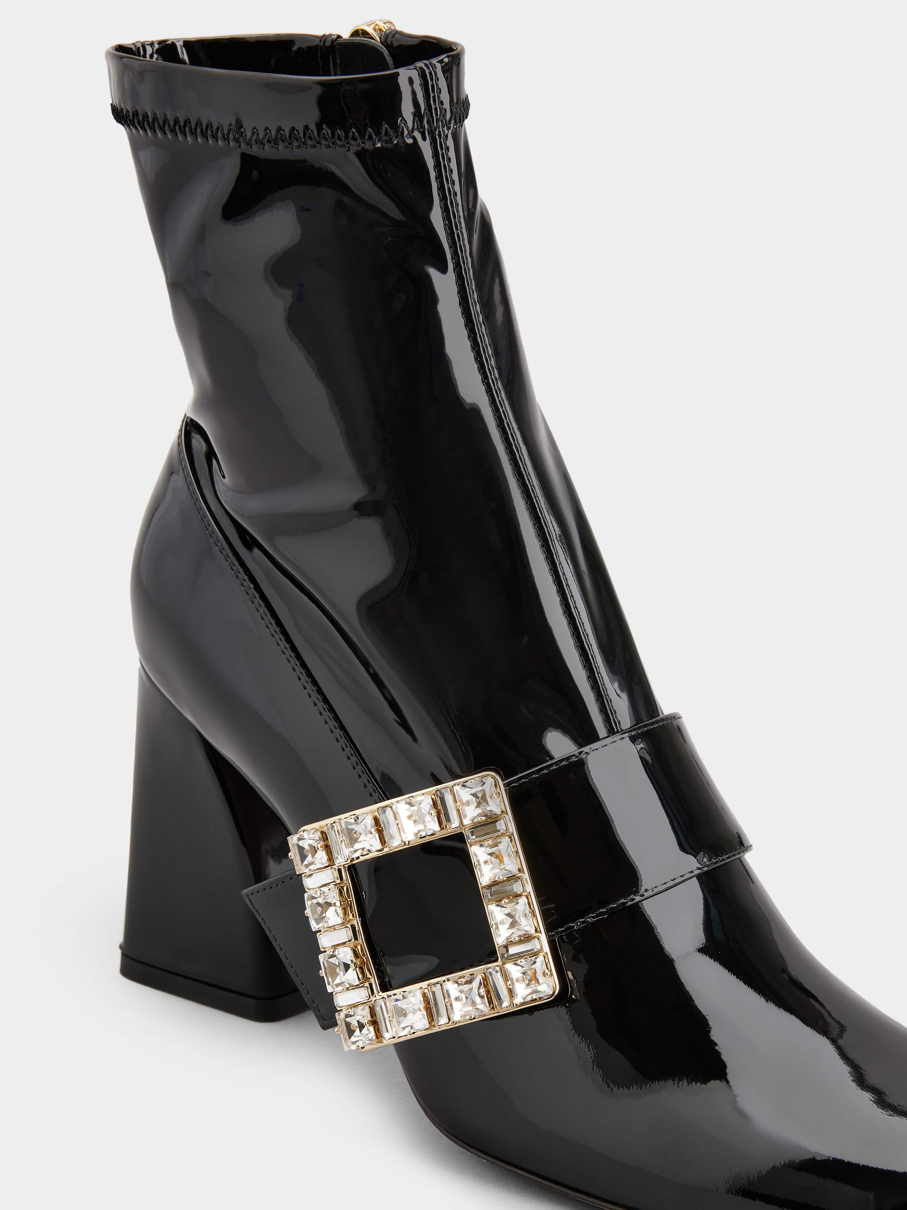 Très Vivier Rhinestone Buckle Ankle Boots in Patent Leather - 3