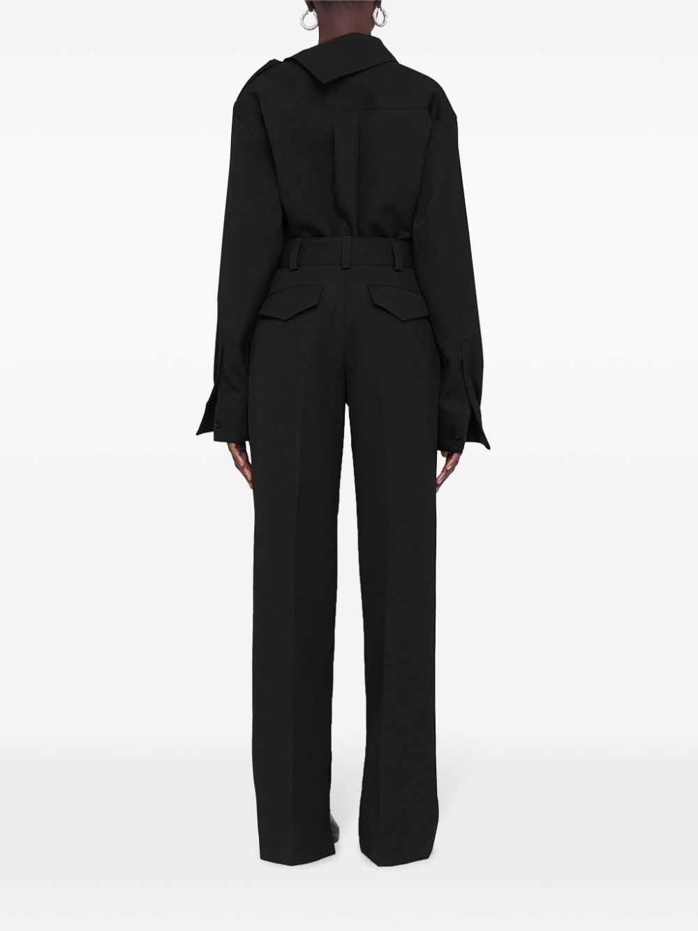 belted wool wide-leg trousers - 4