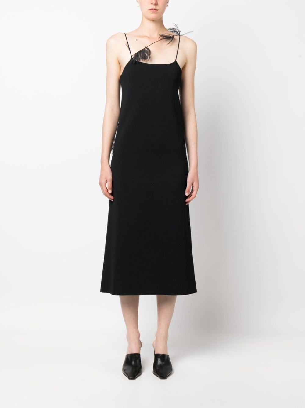 feather-trim slip dress - 3