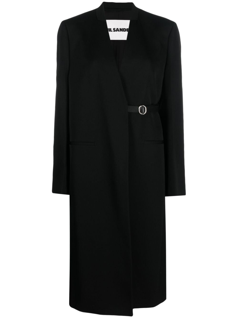 V-neck belted wool midi coat - 1