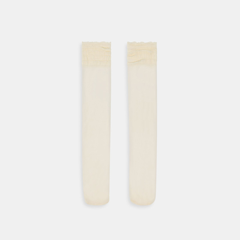 RUFFLE SHEER KNEE HIGH SOCKS IVORY 1