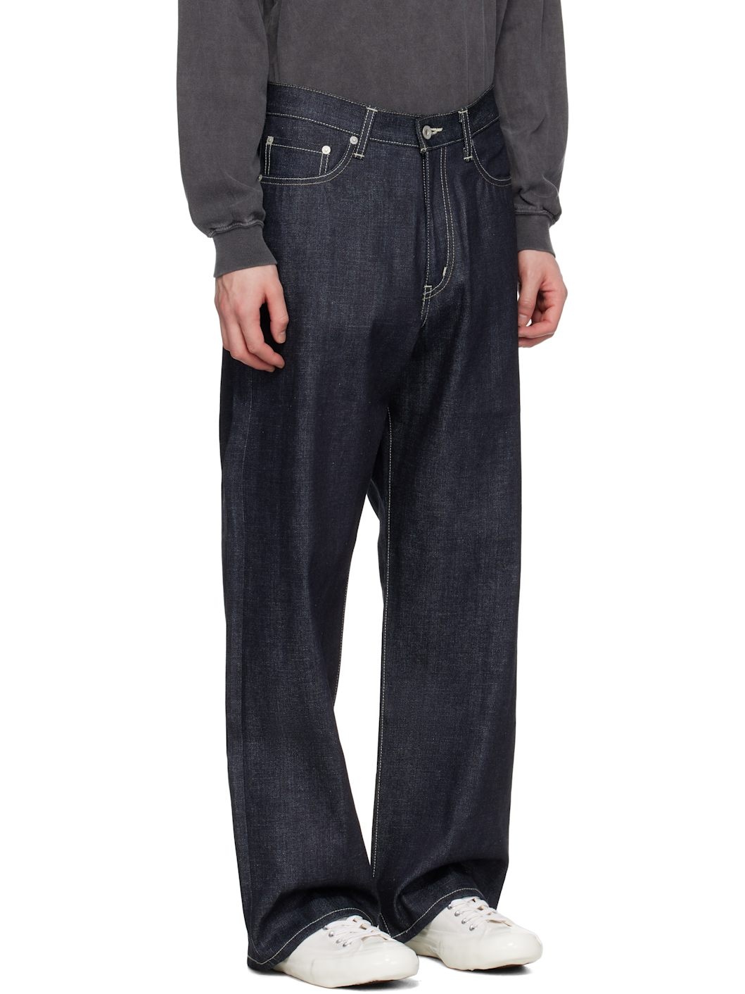 Blue Rigid Denim DP Wide Jeans - 2