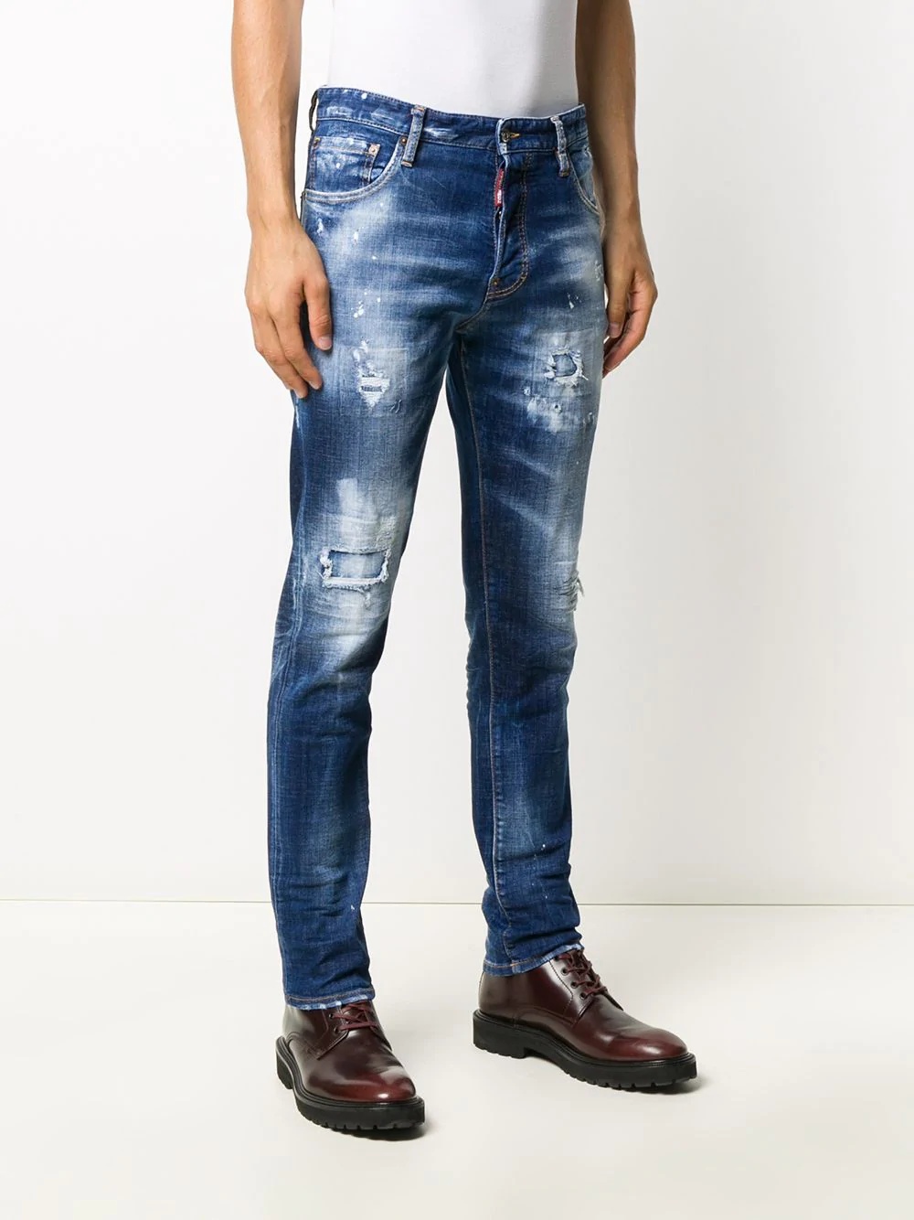 slim fit mid-rise paint splatter jeans - 3