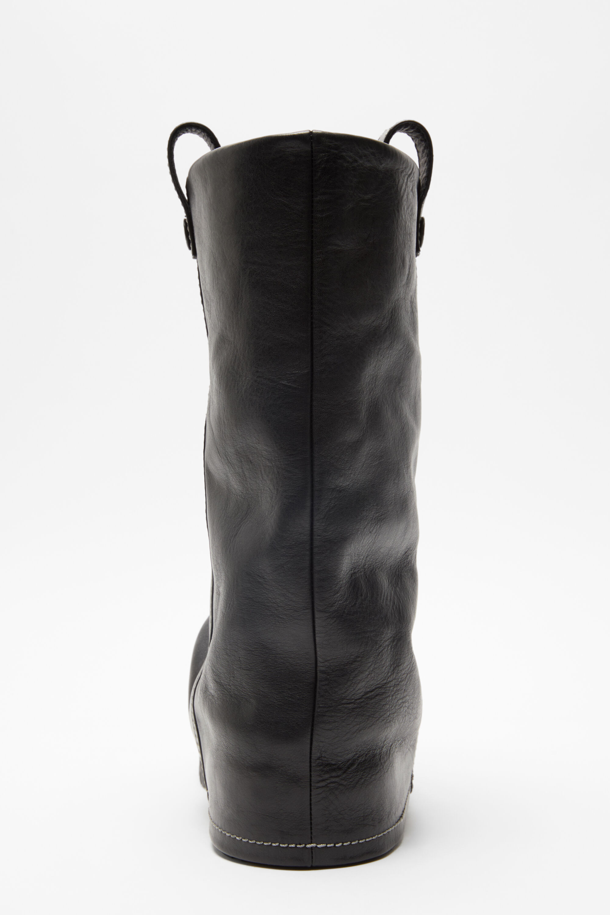 Folded leather boot - Black - 6