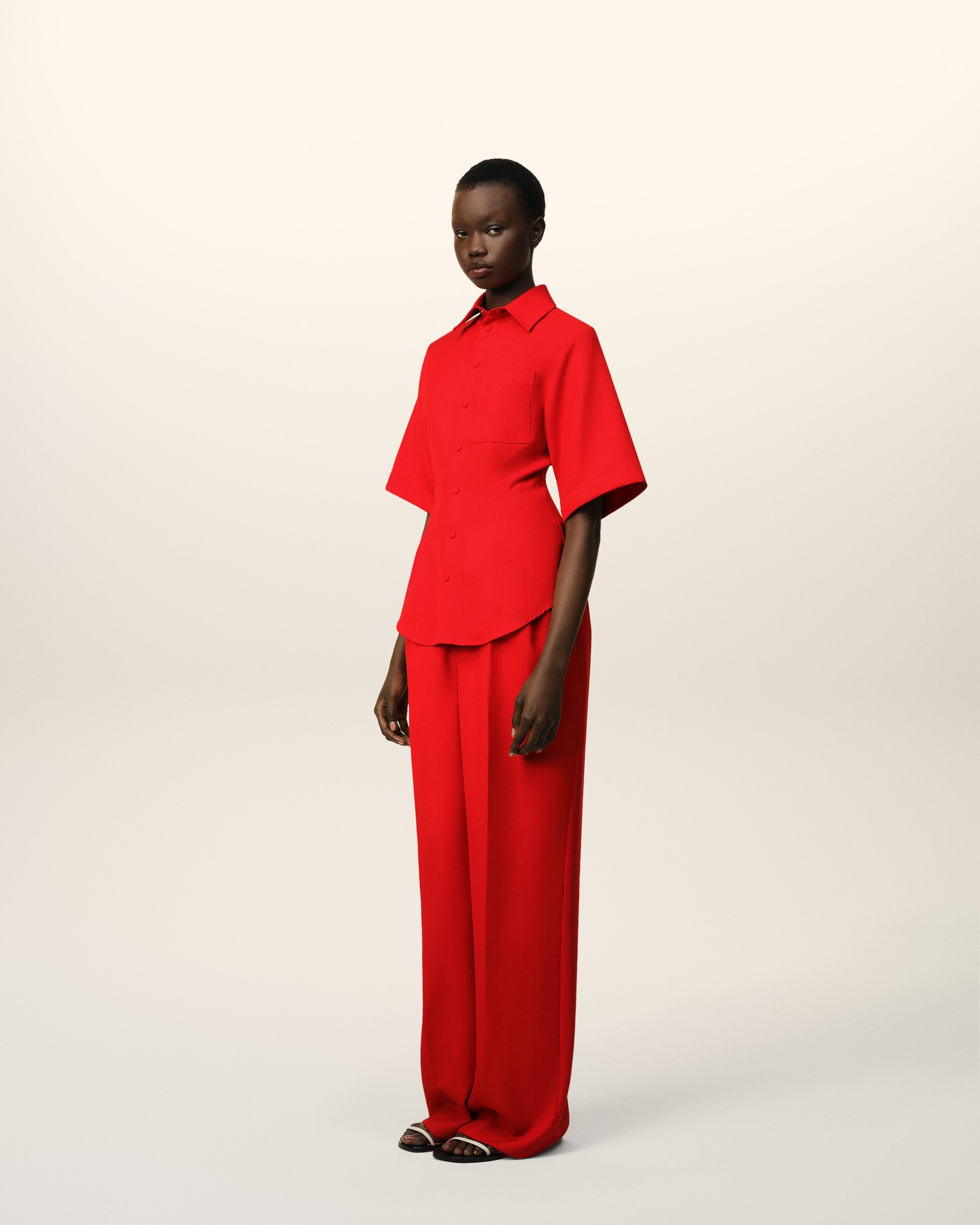 RED WOOL SHORT SLEEVES SHIRT - 6