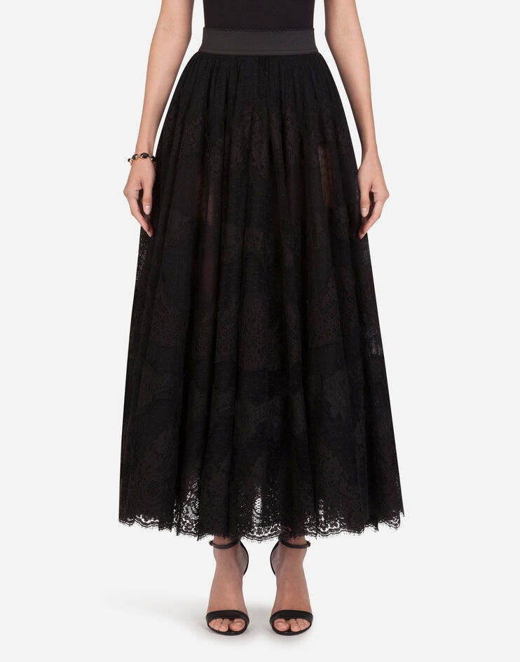 Long lace plumetis skirt - 1