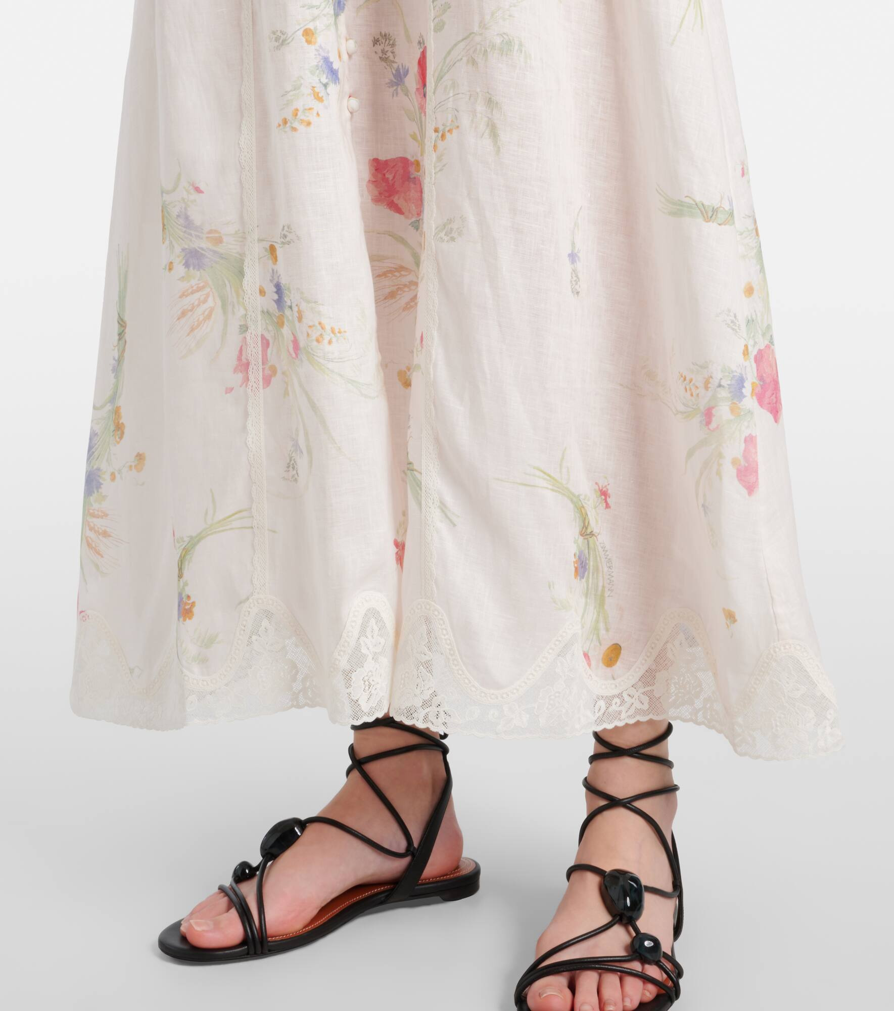 Lucky floral linen lace maxi dress - 5