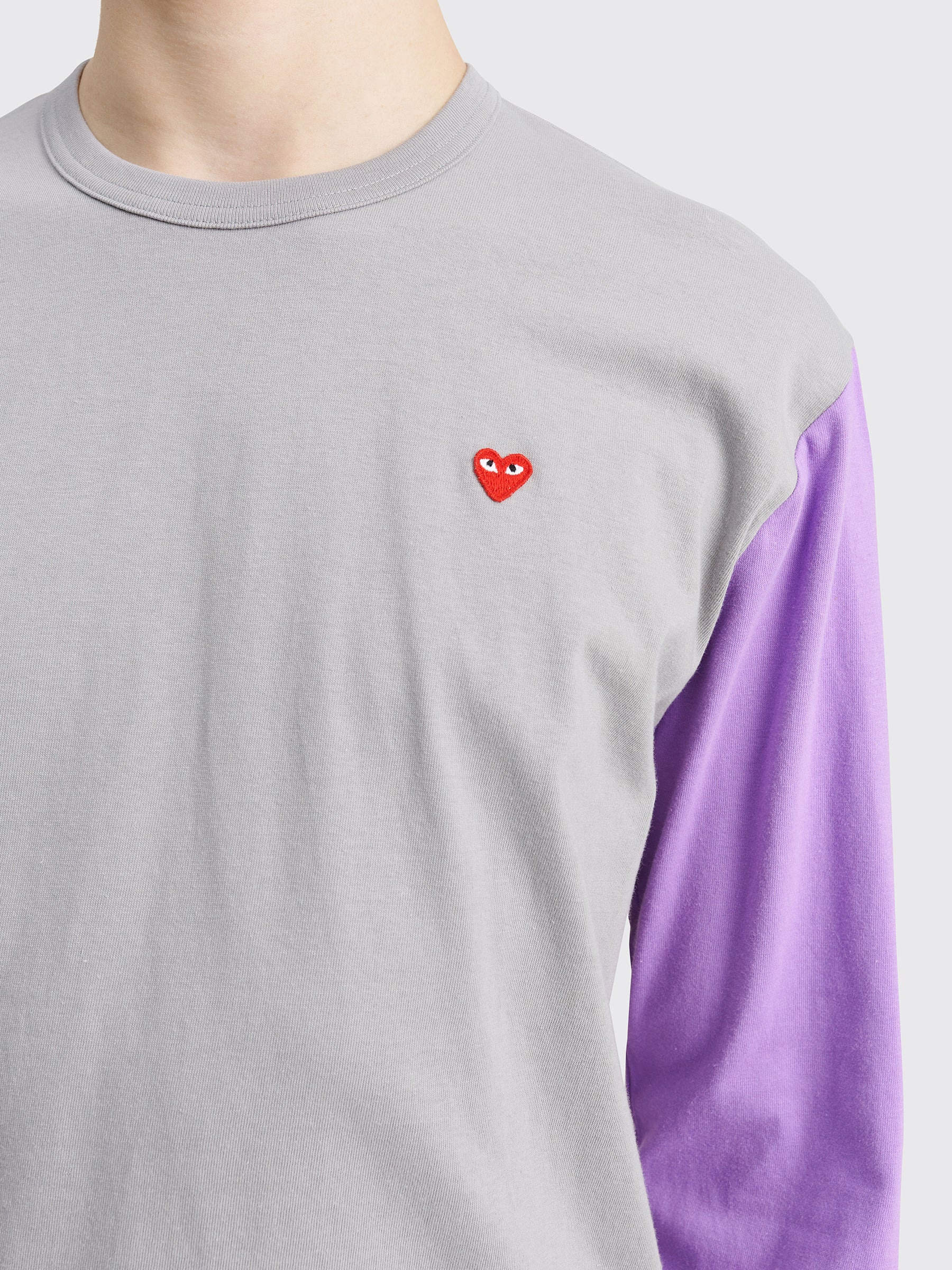 COMME DES GARÇONS PLAY MINI HEART LS T-SHIRT GREY / PURPLE - 6