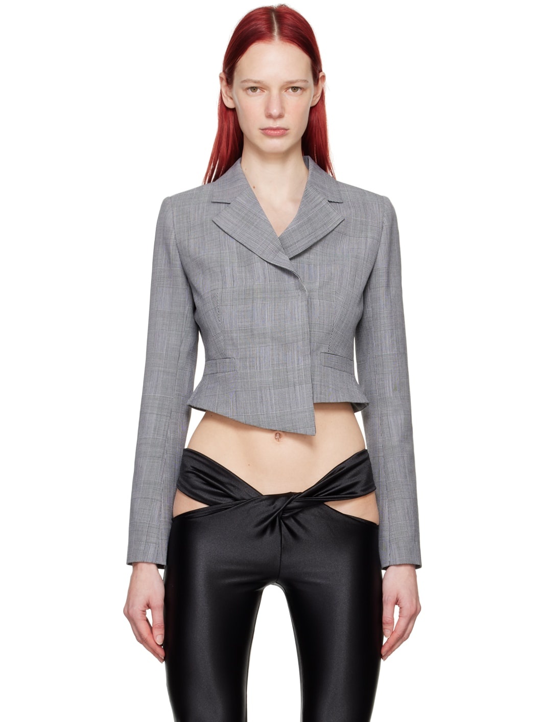 Gray Cropped Blazer - 1