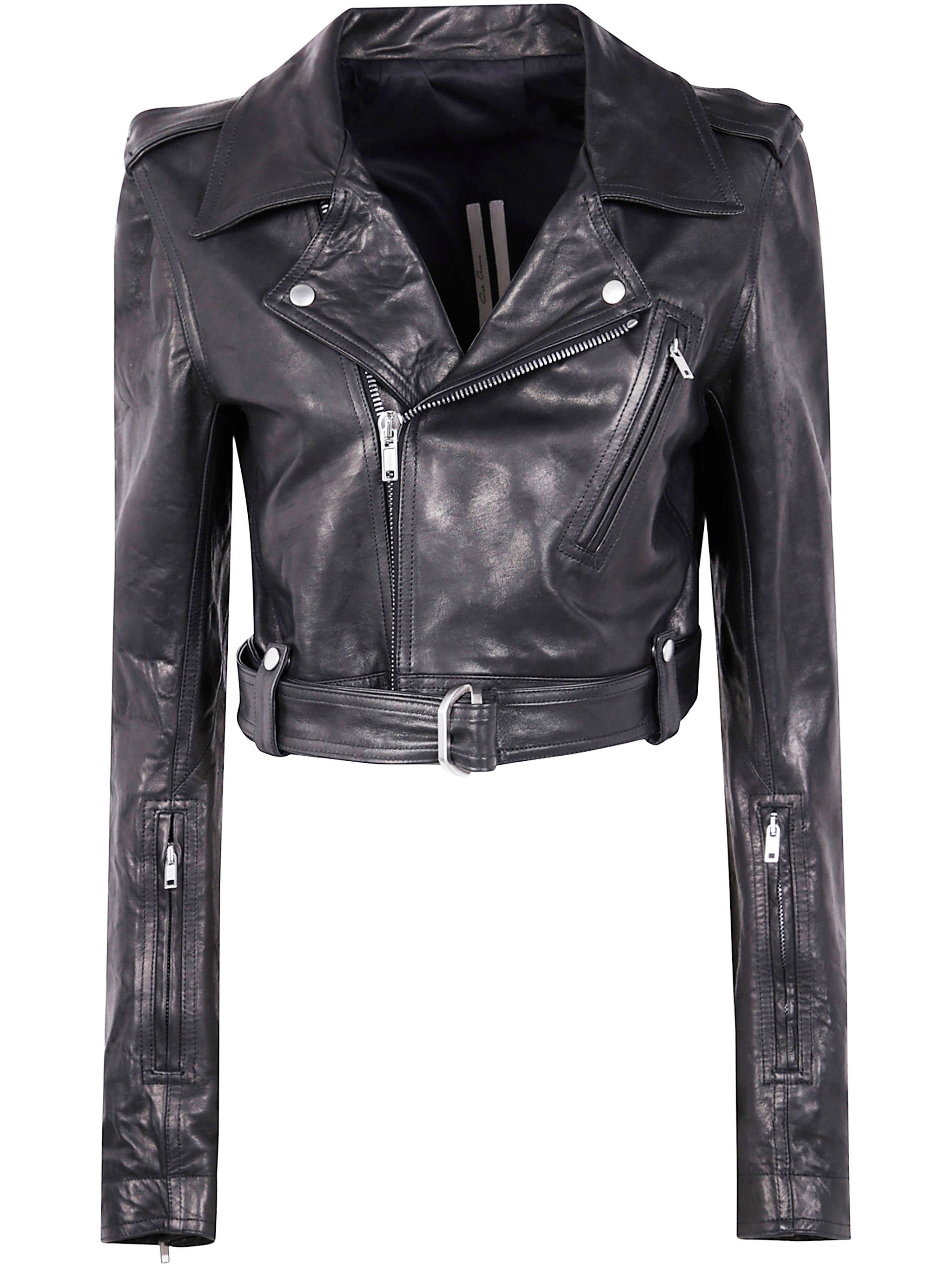 Rick Owens Women Cropped "Luke" S Stooges Leather Jacket - 4