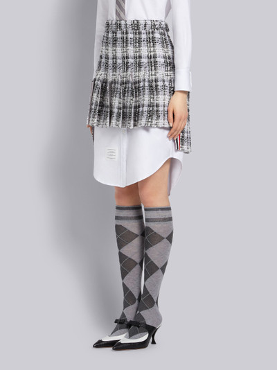 Thom Browne Medium Grey Chenille Yarn Ribbon Tweed Inverted Pleat Mini Skirt outlook