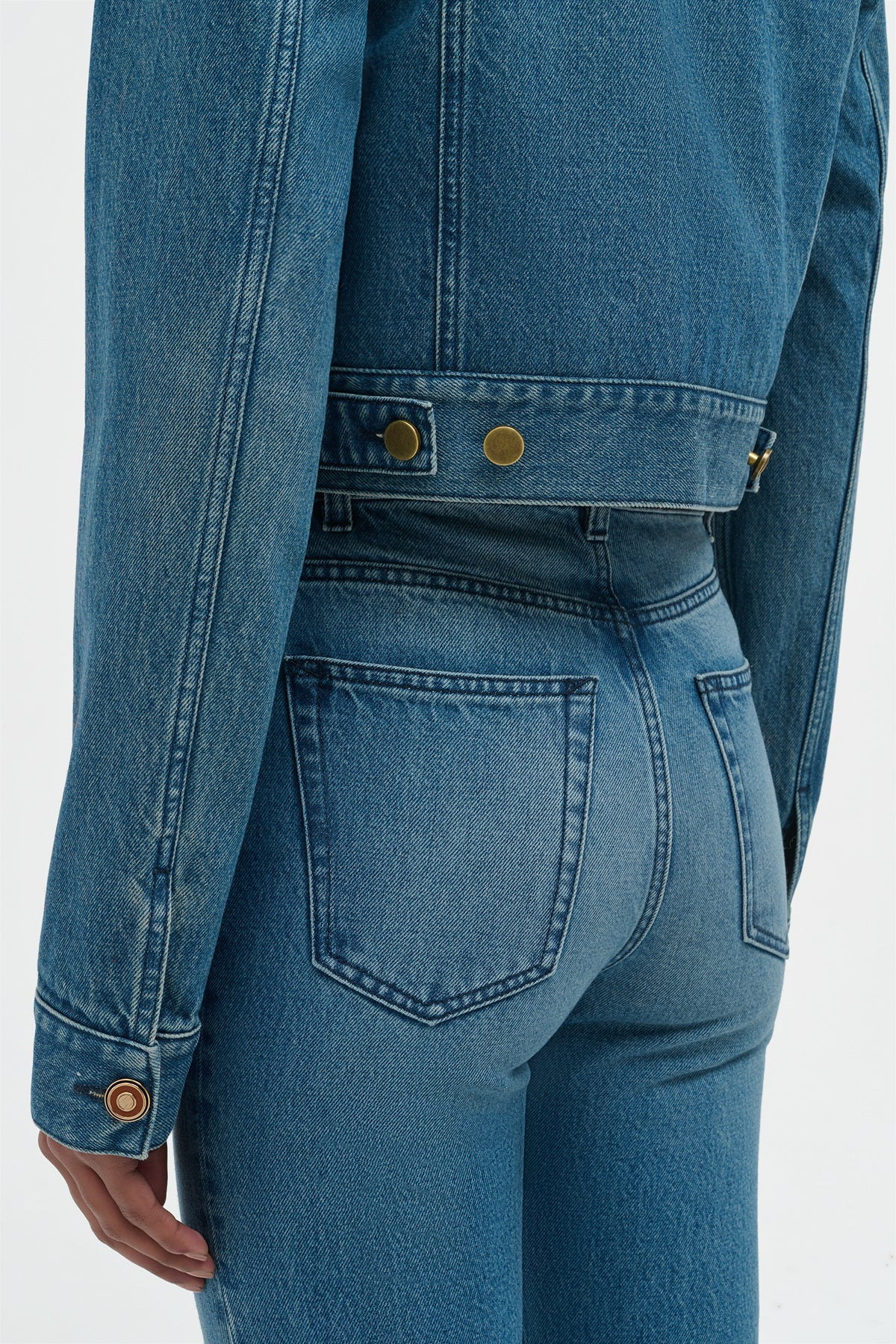Ezra Bootcut Cropped Jean in Uruguayan Blue Recycled Cotton Denim - 5