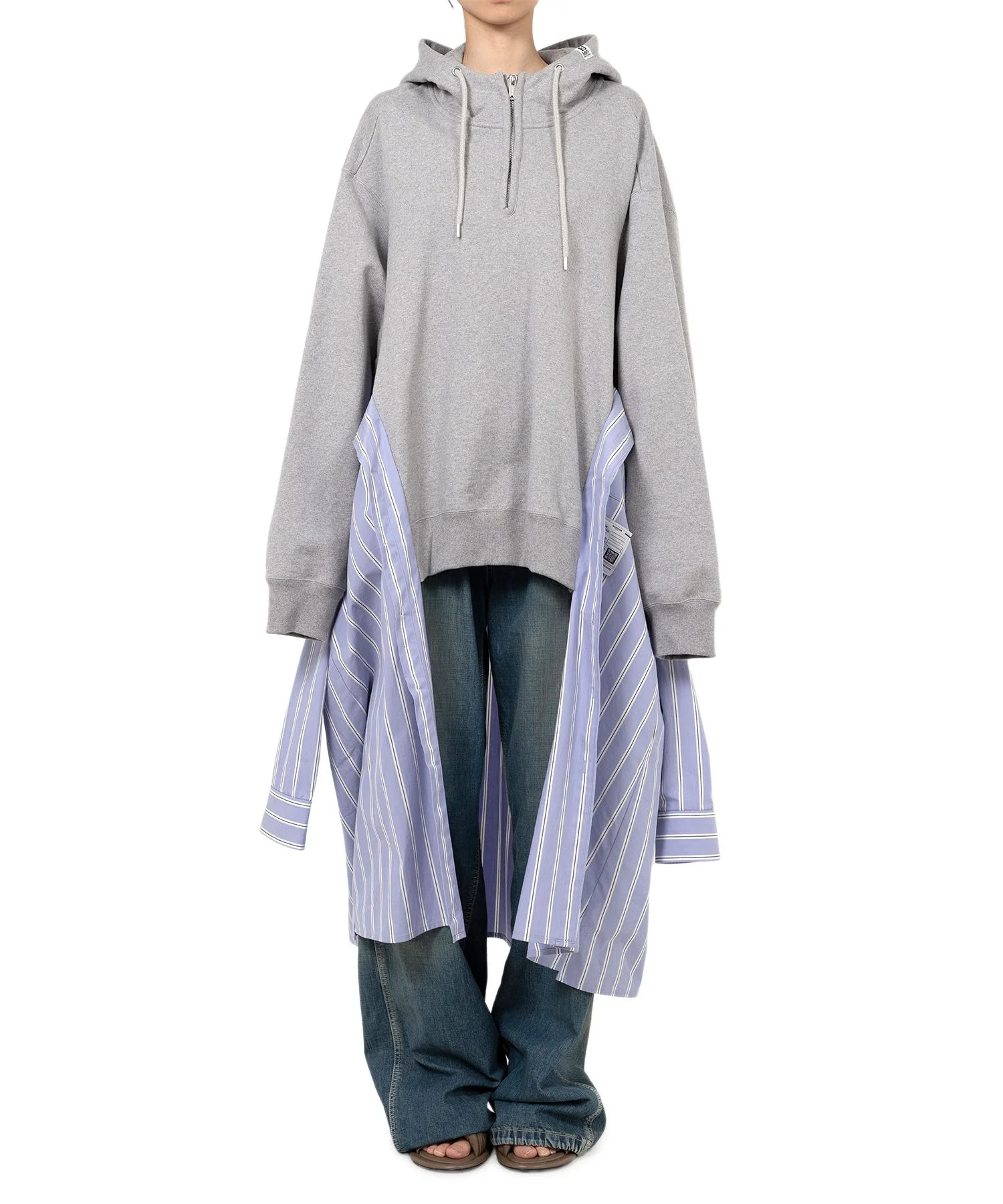 Shirt Combined Half-zip Hoodie Dress - 1