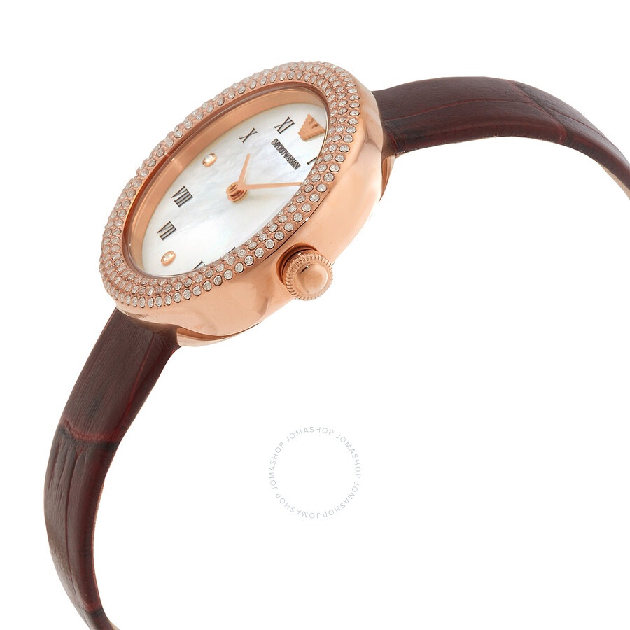 Emporio Armani Quartz Crystal White Mother of Pearl Dial Ladies Watch AR11357 - 2