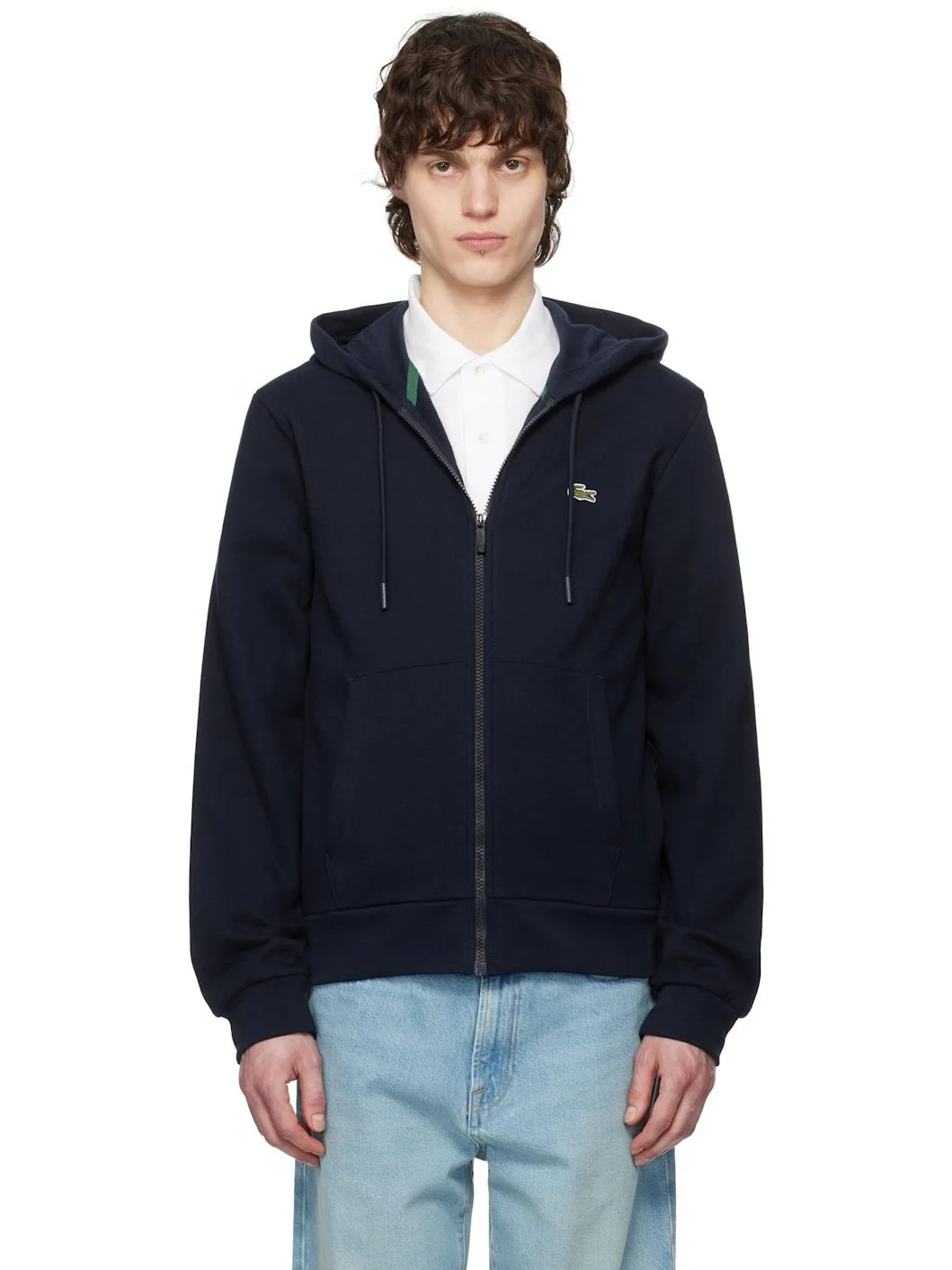 Navy Zip-Up Fleece Hoodie - 1