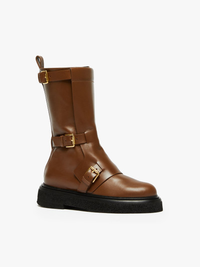 Max Mara BUCKLESBOOT Leather biker boots with straps outlook