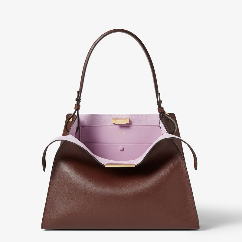Fendi Way Medium Dark brown leather and violet suede bag 3