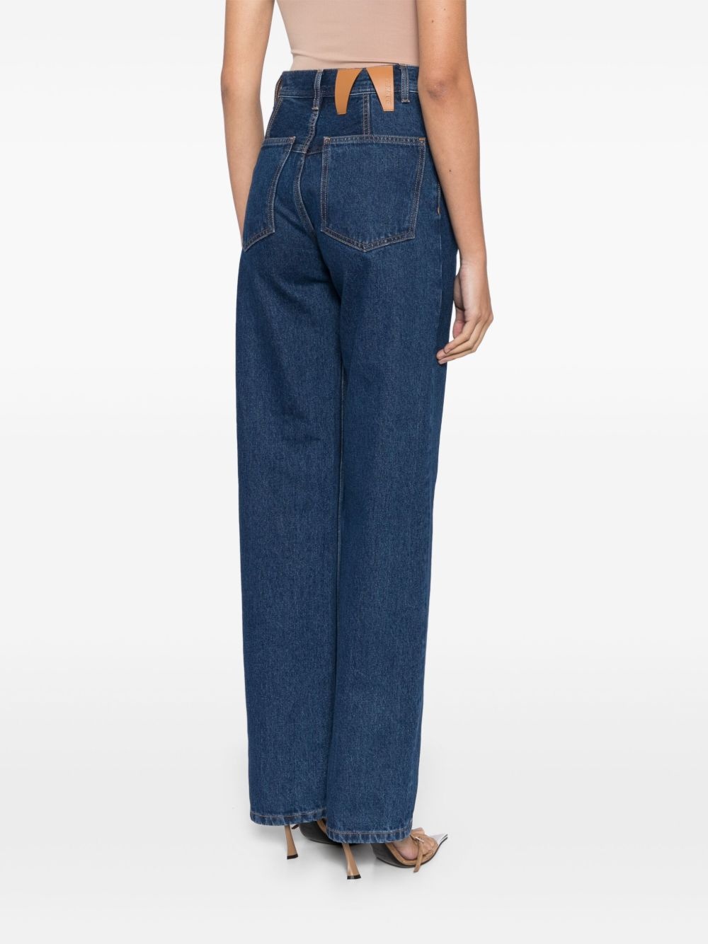 creased straight jeans - 4