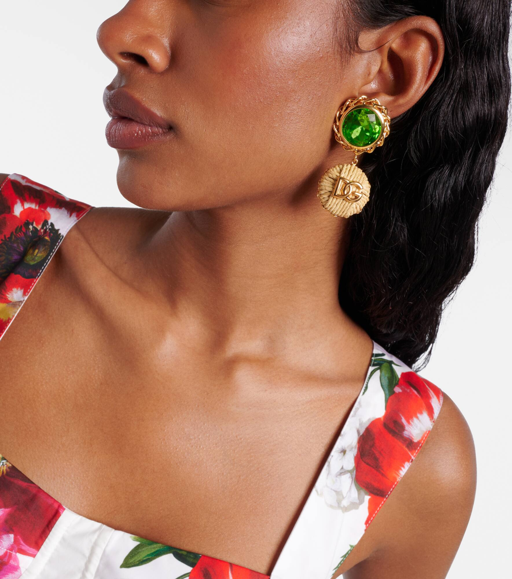 DG crystal-embellished clip-on earrings - 3