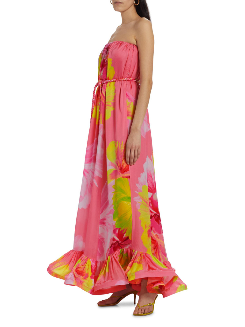 Women's Strapless Floral Maxi Dress - Pink Floral 4