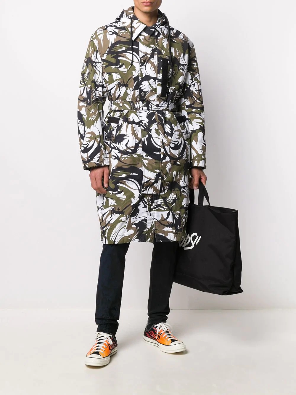 camouflage print hooded coat - 2