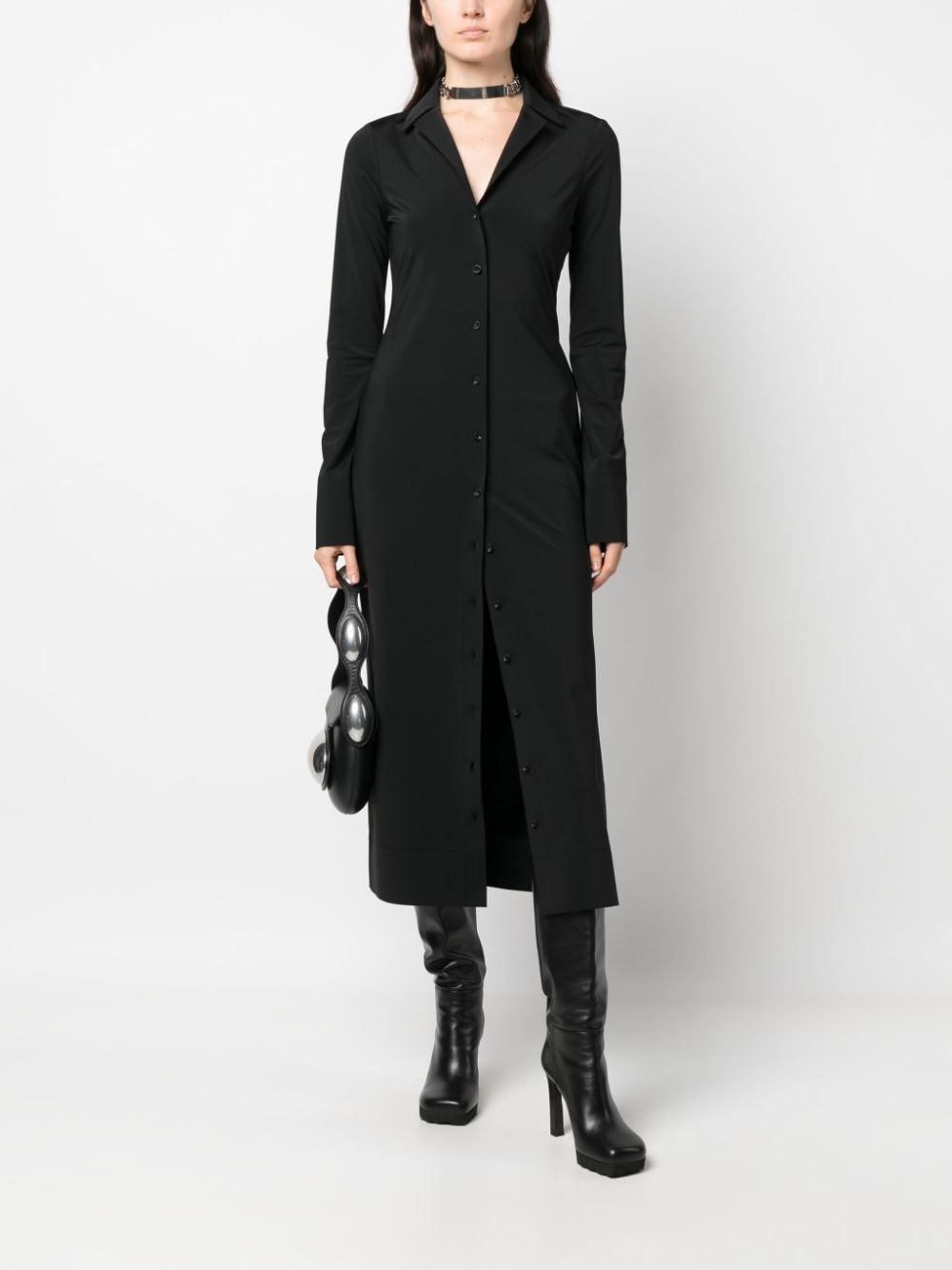 embossed-logo midi shirtdress - 2
