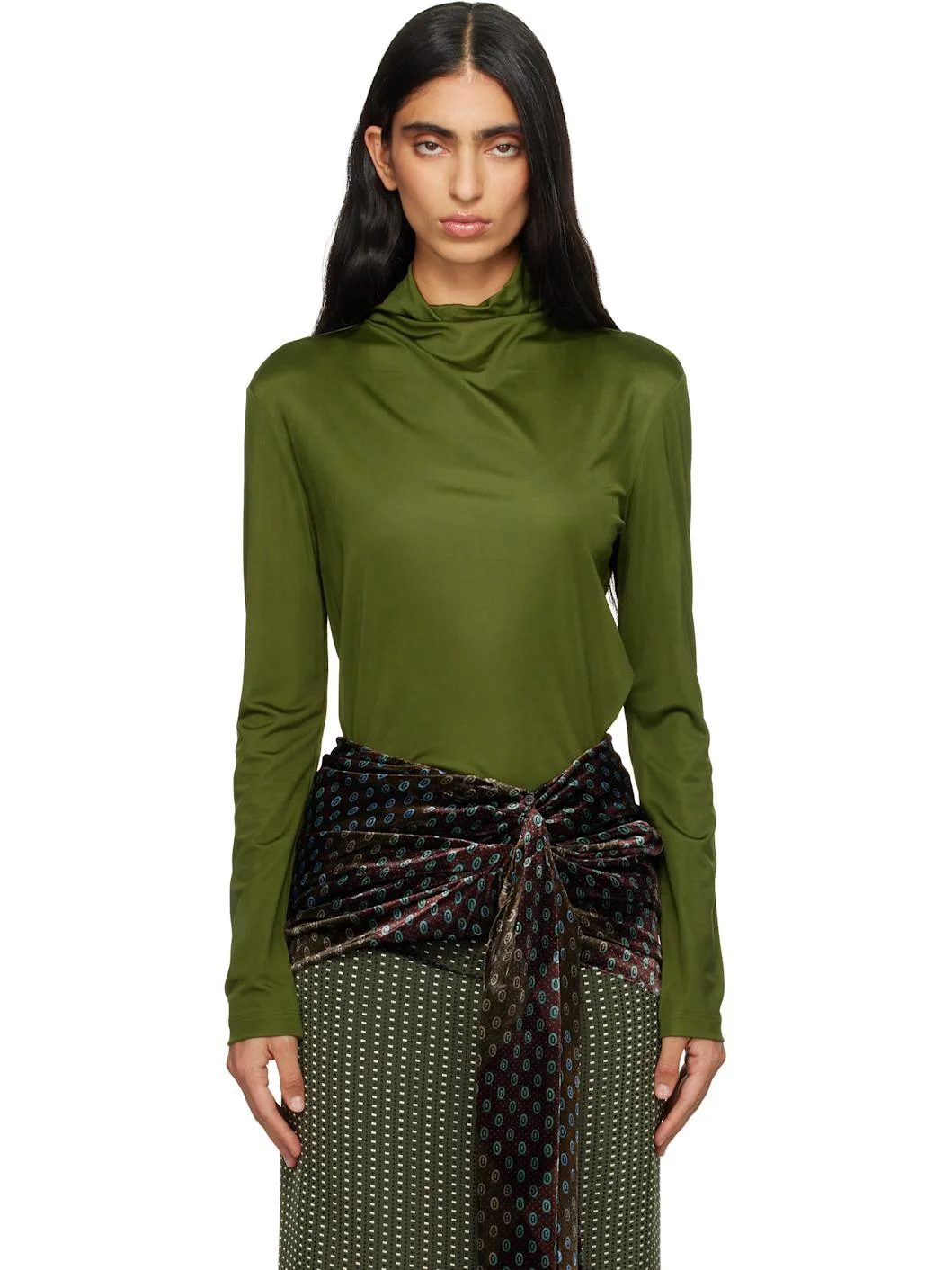 Green Jersey Turtleneck - 1