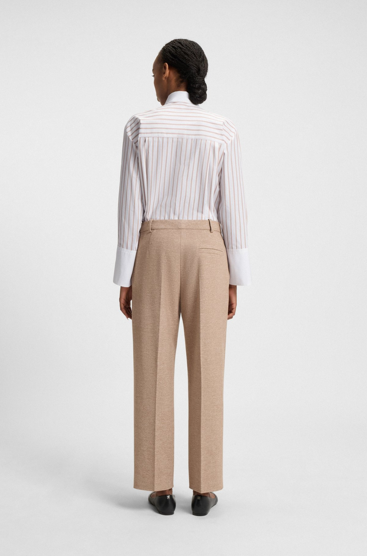 STRIPED BLOUSE IN COTTON POPLIN WITH CONTRAST TRIMS - 5