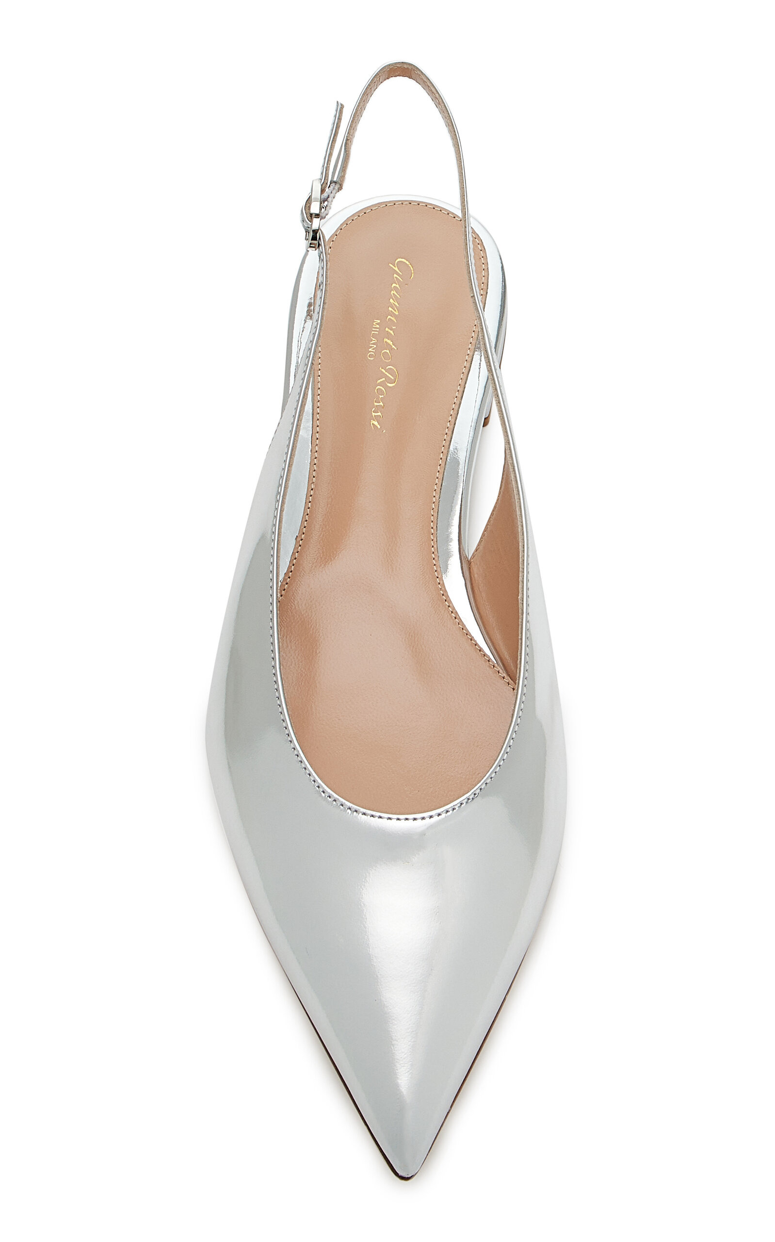 Robbie Metallic Leather Slingback Flats silver - 3