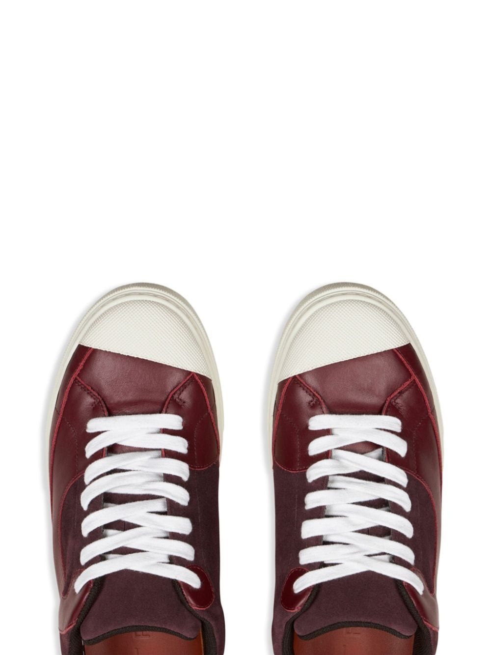 panelled leather sneakers - 4