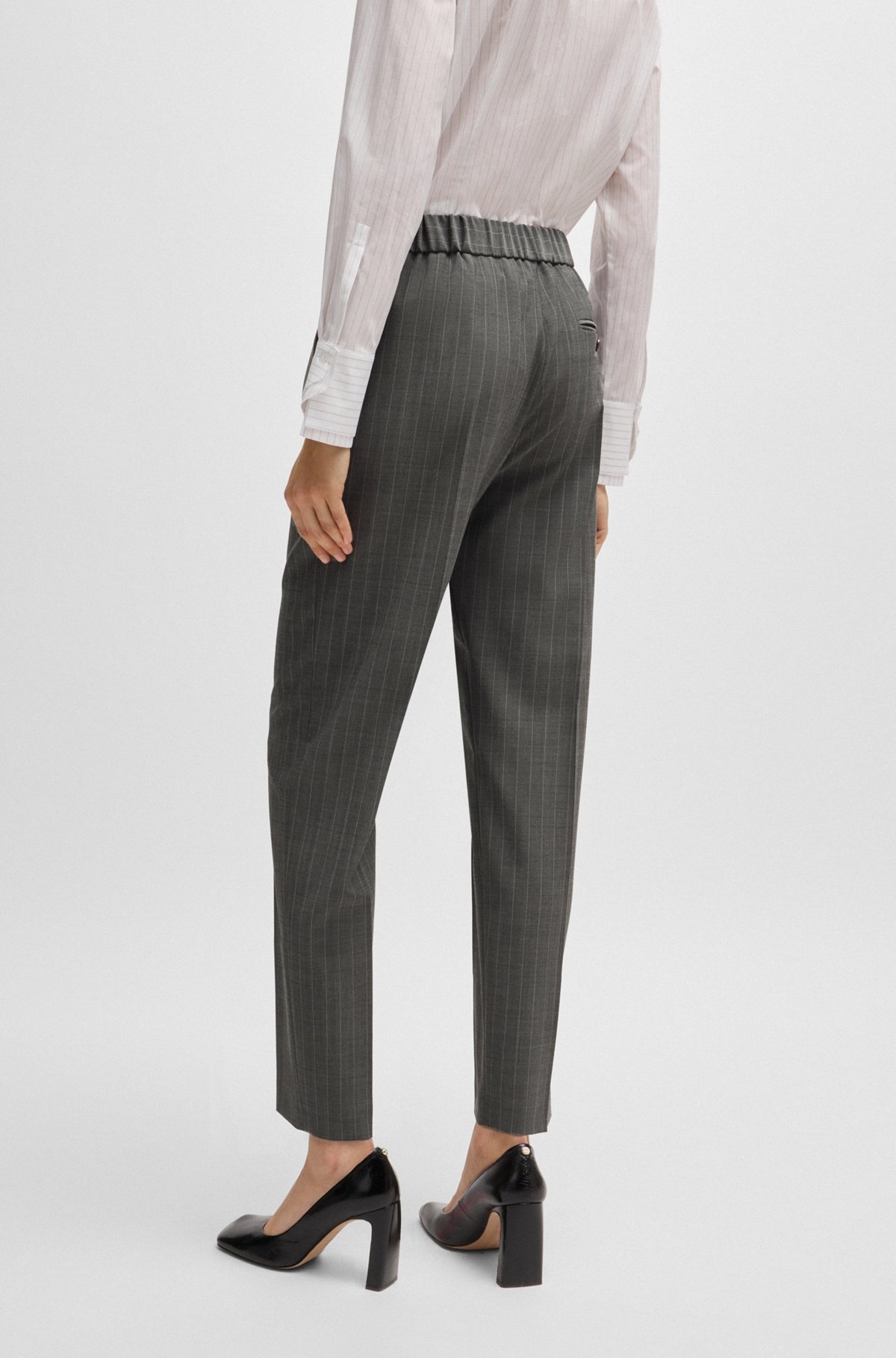 REGULAR-FIT TROUSERS IN STRIPED WOOL - 4