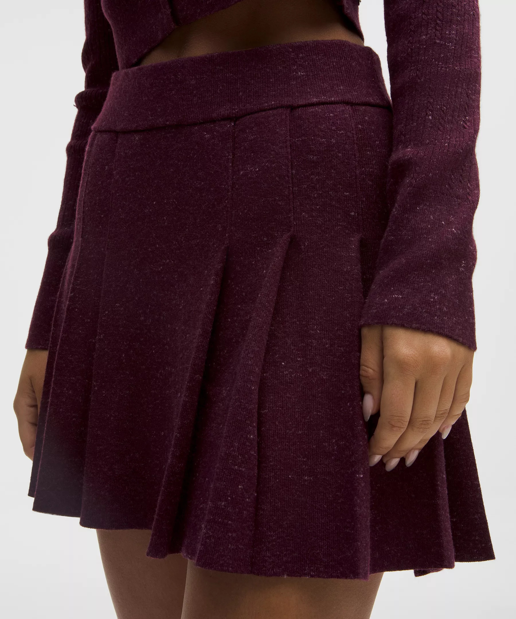 Ribbed Merino Wool Mid-Rise Pleated Skirt - 4