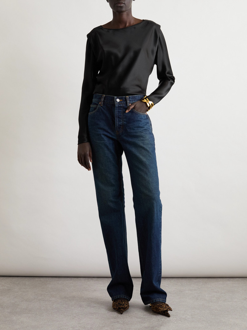 SAINT LAURENT Draped Silk-satin Blouse outlook