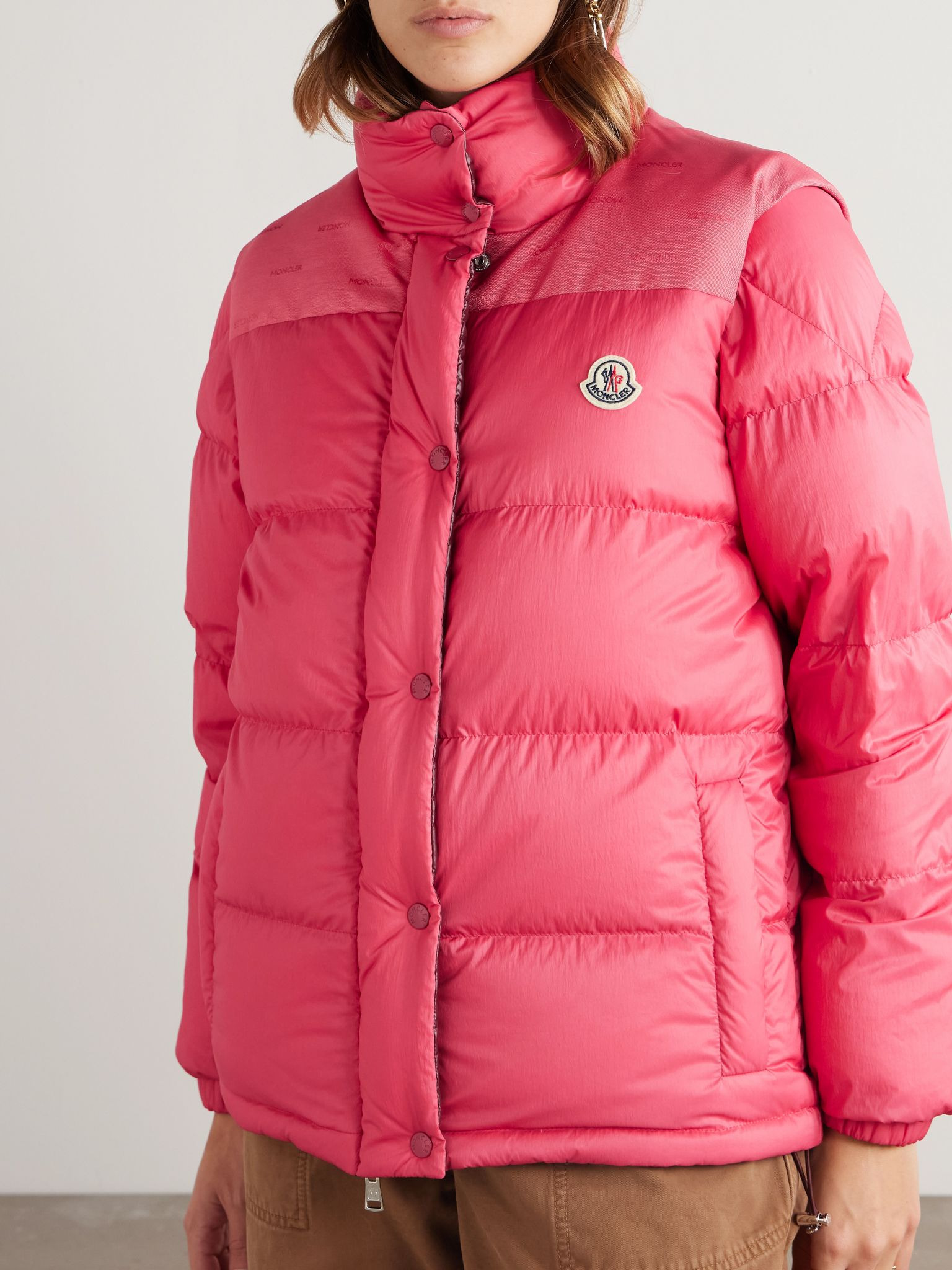 Verone reversible twill-jacquard trimmed quilted shell down jacket Burgundy - 6