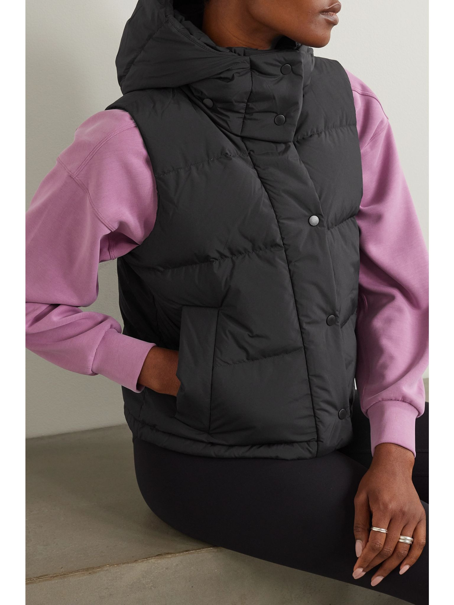 Wunder Puff cropped hooded quilted recycled-Glyde™ down vest Black - 3