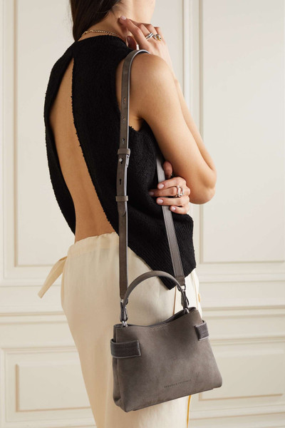 Brunello Cucinelli Bead-embellished suede shoulder bag outlook