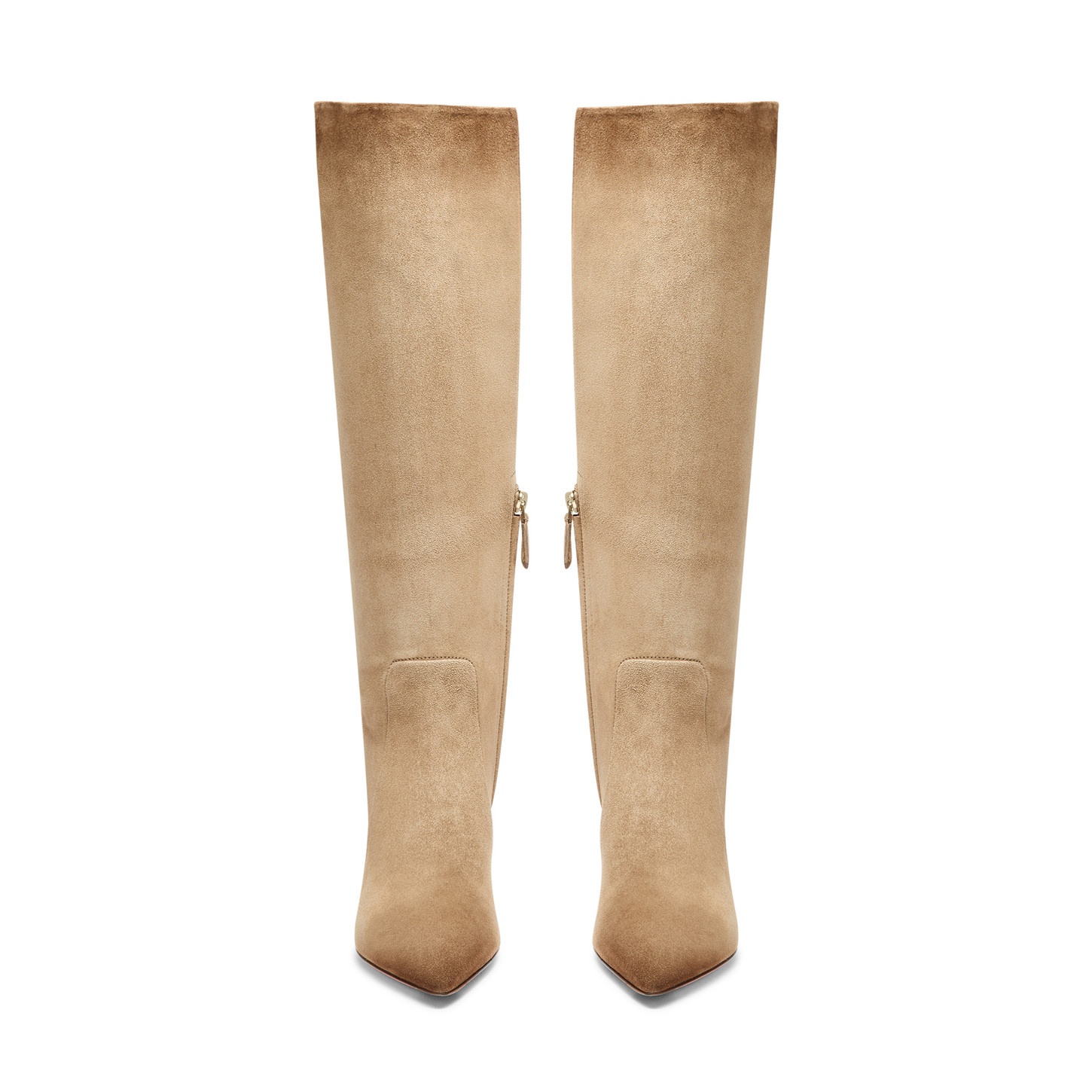 Women's beige suede high-heel boot - 4