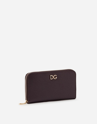 Dolce & Gabbana Zip around wallet with DG rhinestones in dauphine calfskin outlook