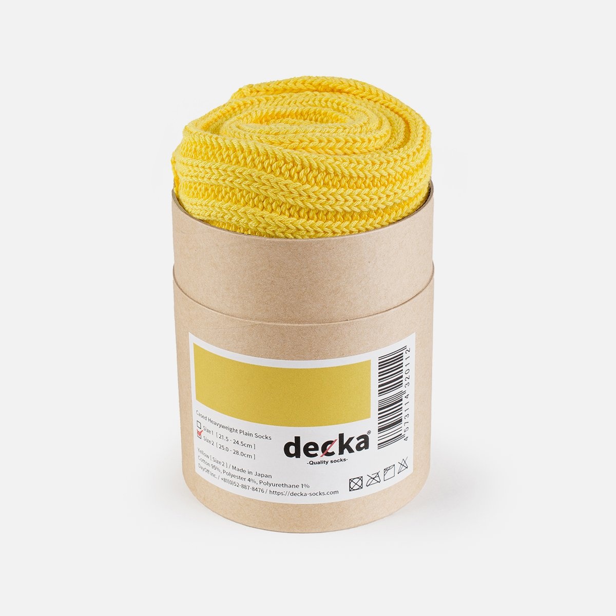 DEC-CAS-N-YEL Decka Cased Heavyweight Plain Socks - Neon Yellow - 1