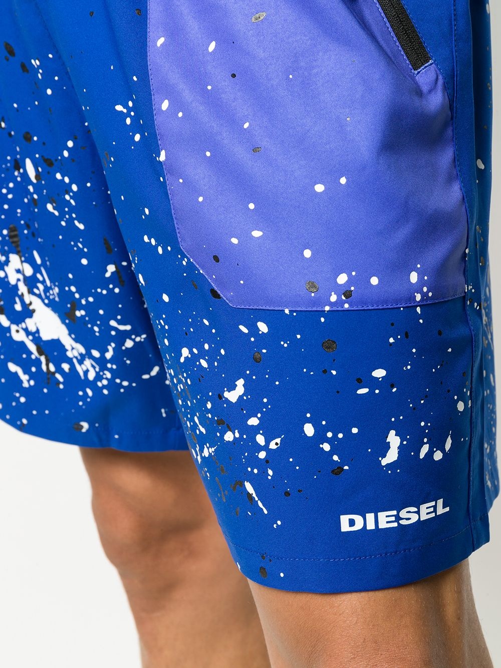 paint splatter effect contrast panel shorts - 5