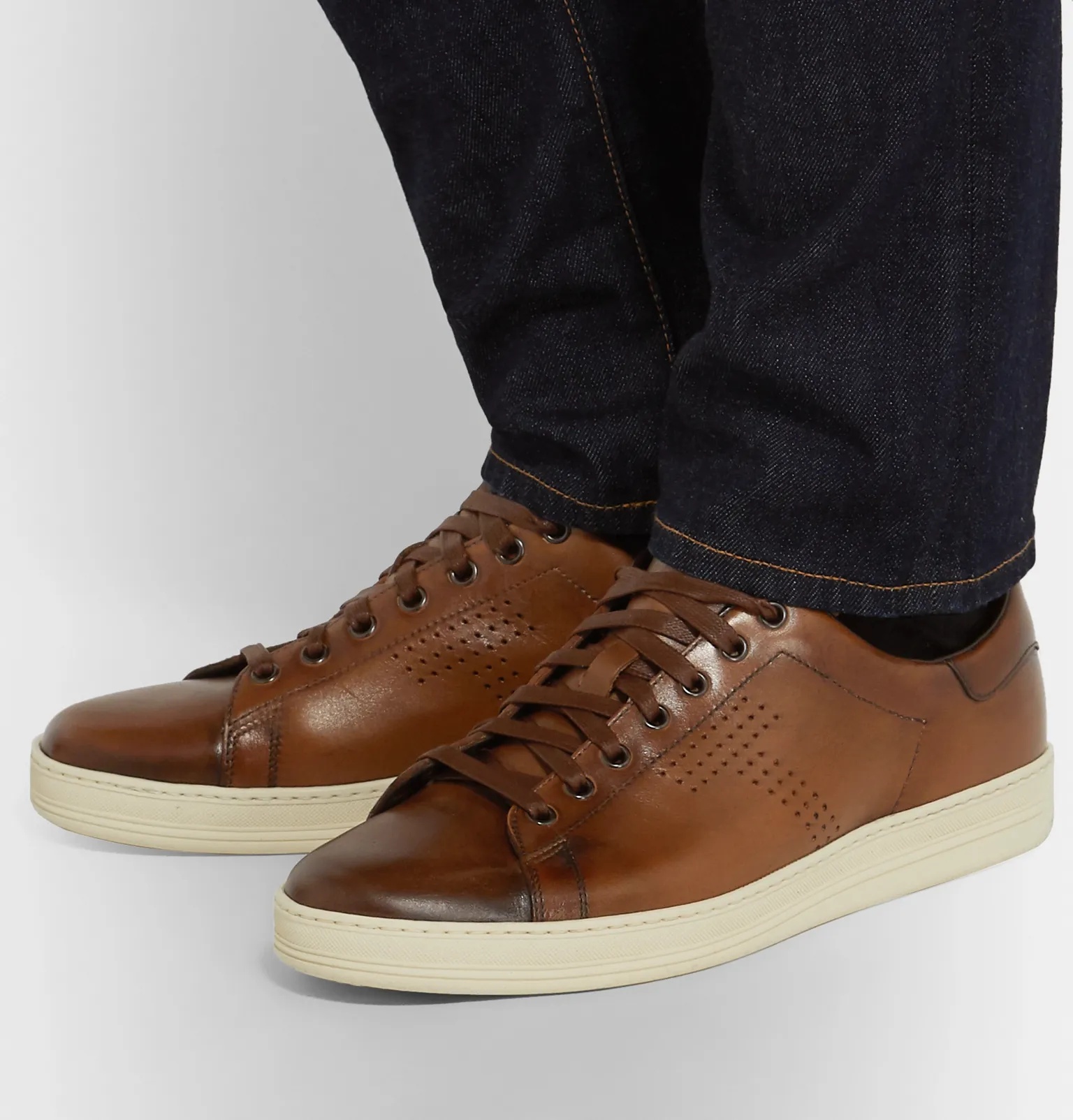 Warwick Burnished-Leather Sneakers - 13