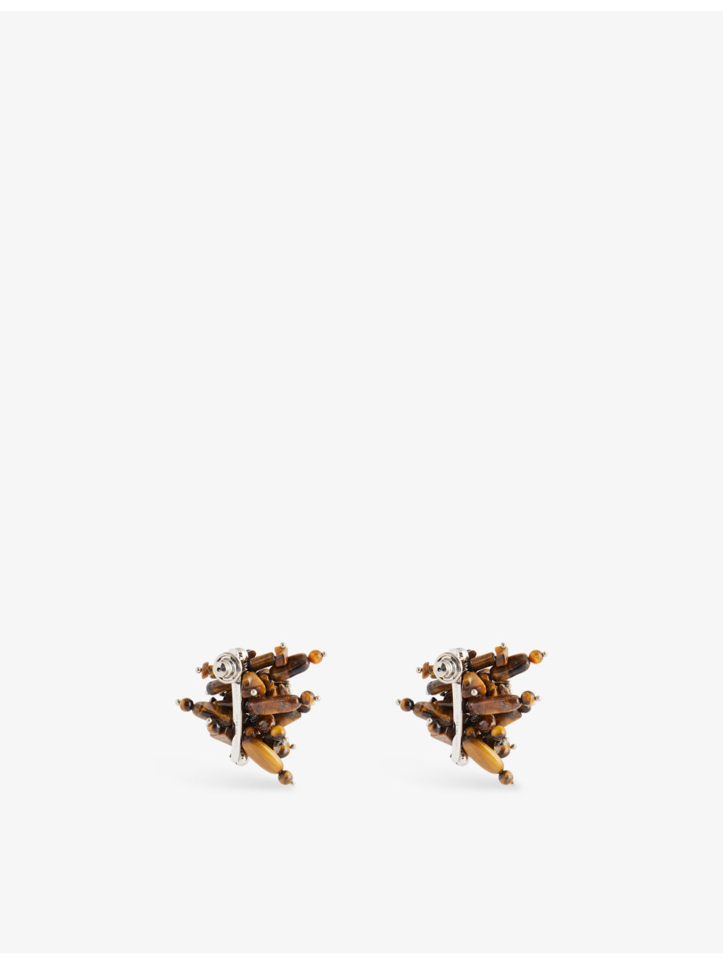 Embellished Semi-Precious Stone And Brass Earrings - 4