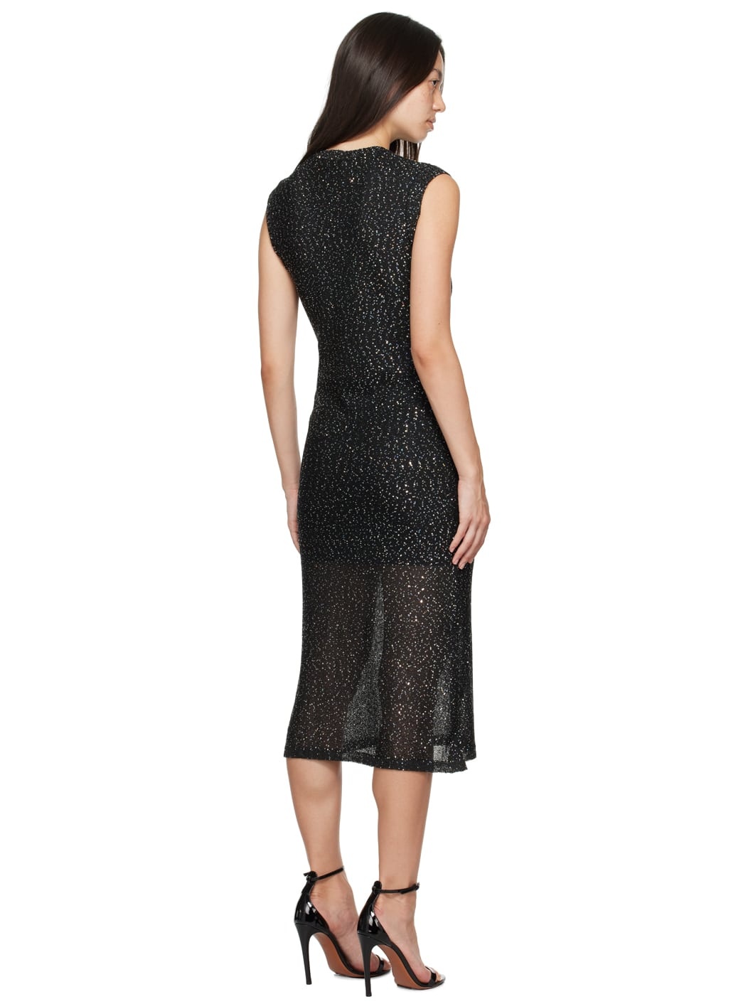 Black Glitter Midi Dress - 3