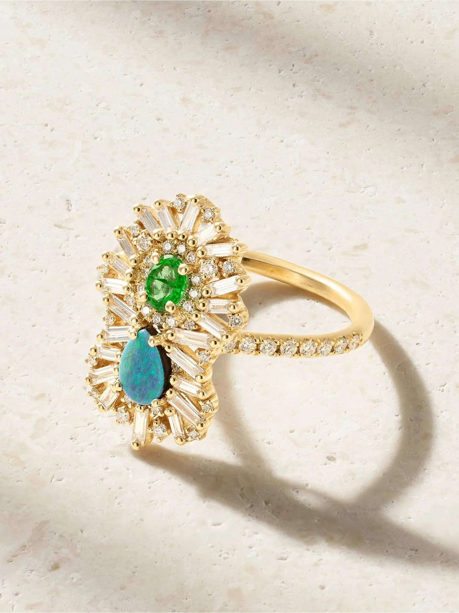 18-karat gold multi-stone ring Green - 1