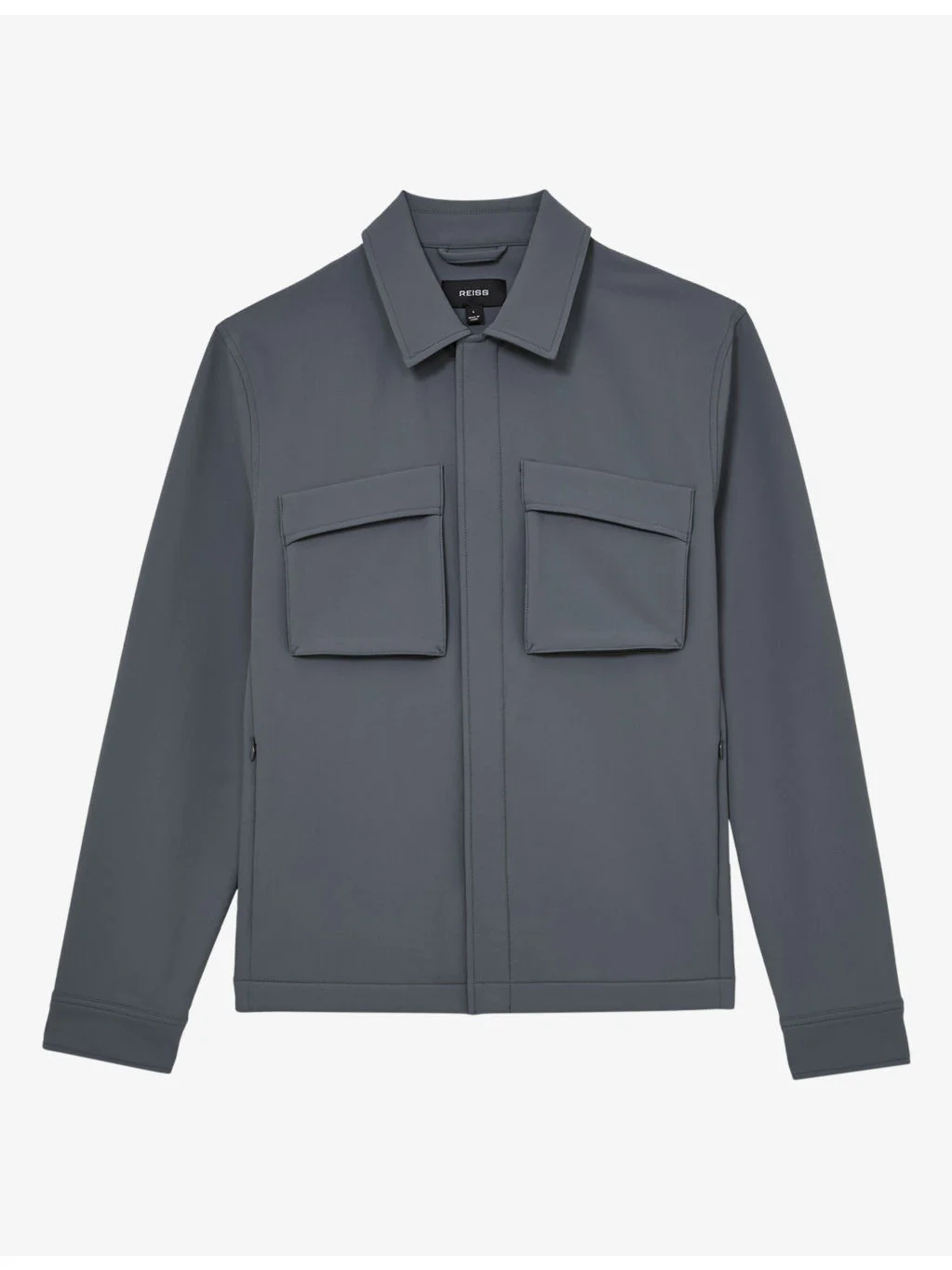 Divide Patch-Pocket Button-Up Stretch-Woven Overshirt - 1