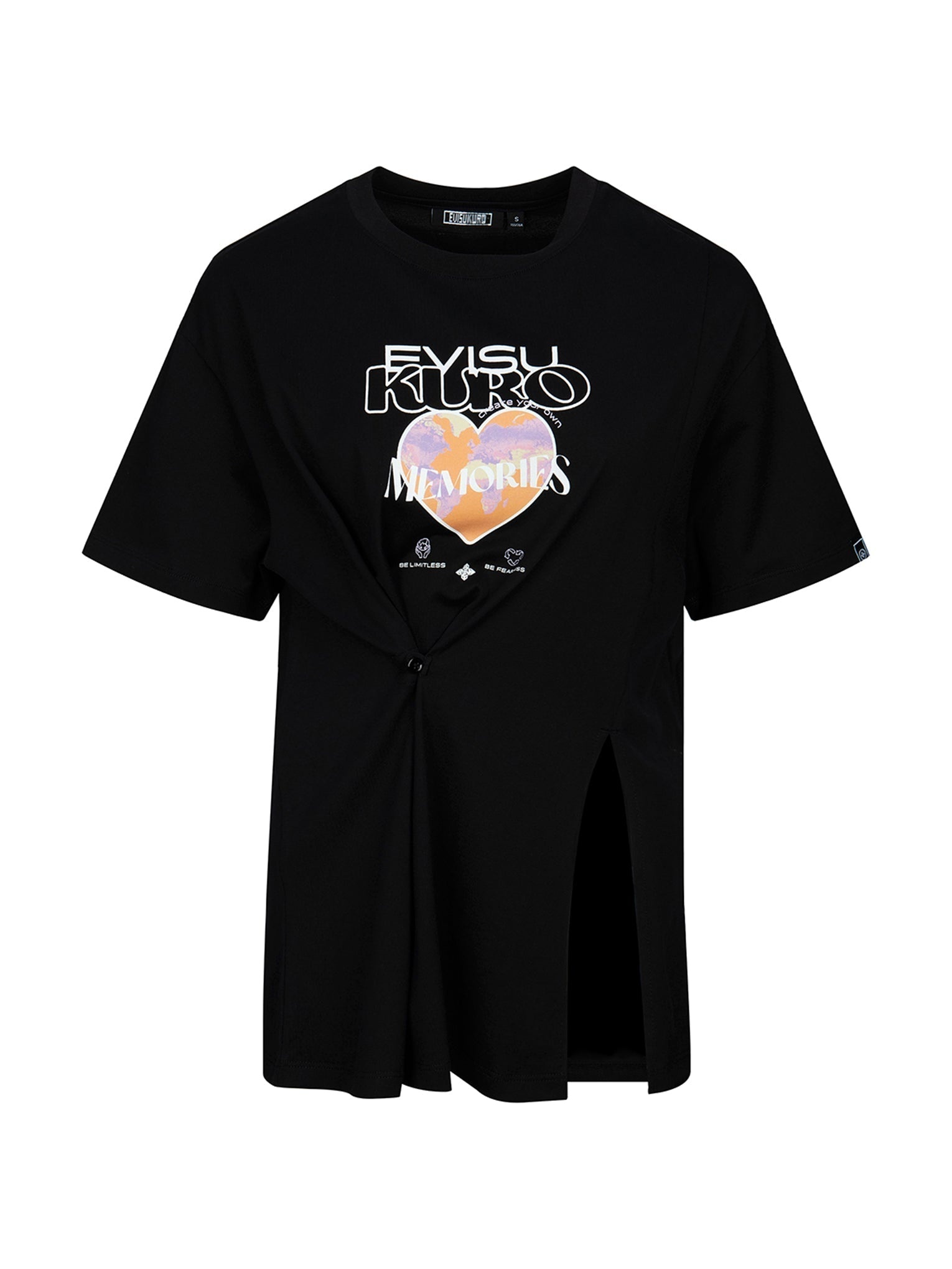 Logo and Heart Print Cut-out Relaxed Fit T-shirt - 13