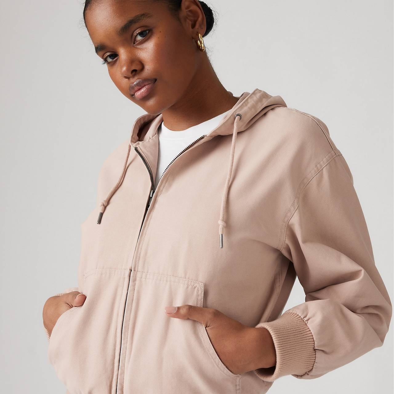RELAXED HOODED BOMBER JACKET - 5