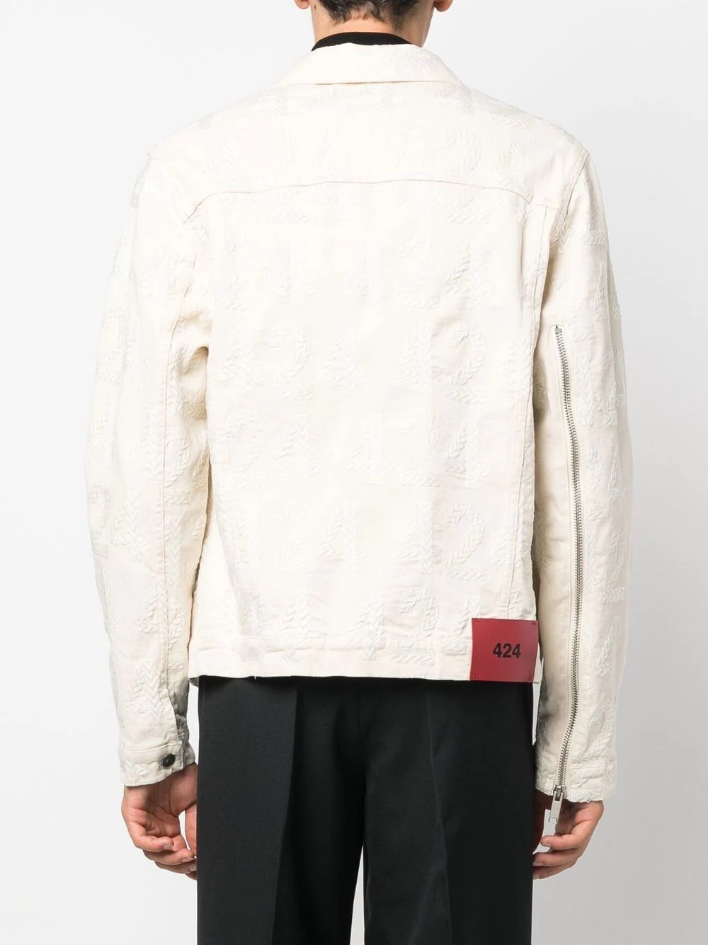 logo-embroidered denim jacket - 4