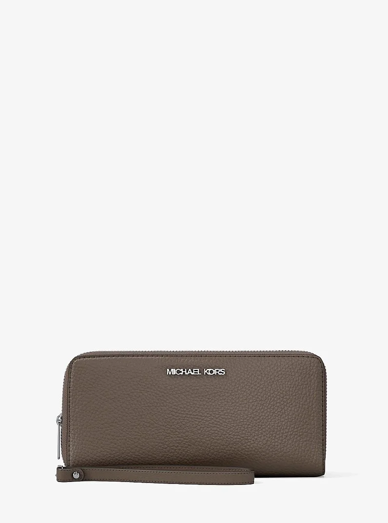 Large Pebbled Leather Continental Wallet - 1