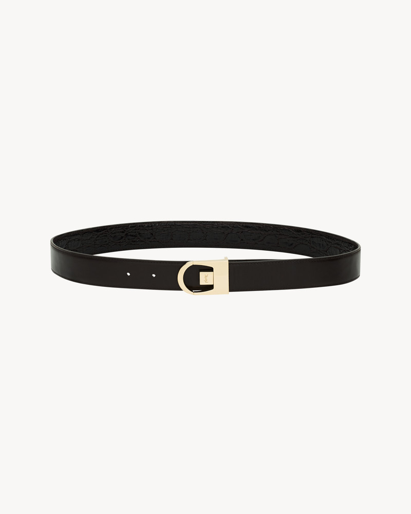 SAINT LAURENT REVERSIBLE BELT IN CROCODILE-EMBOSSED LEATHER outlook